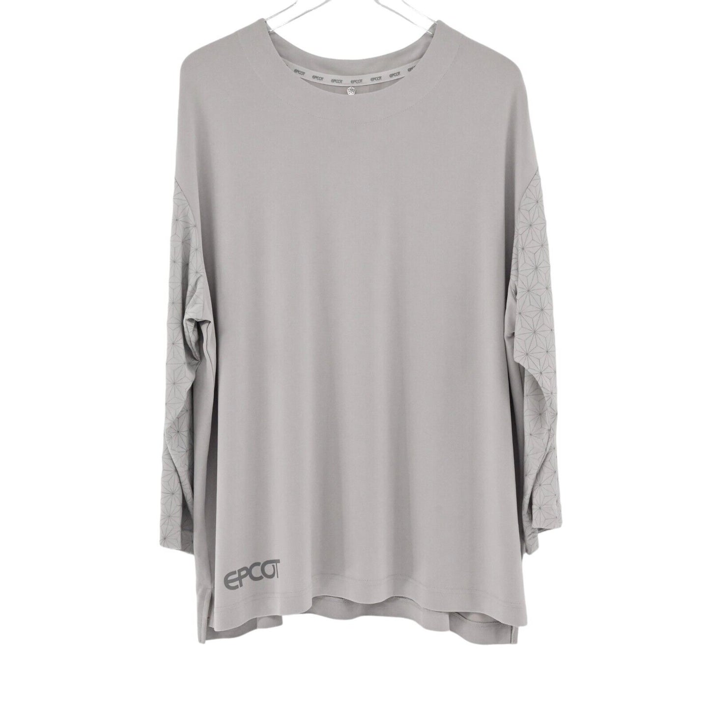 DISNEY PARKS EPCOT T Shirt Womens Sz XL Gray Spaceship Earth Print Long Sleeve