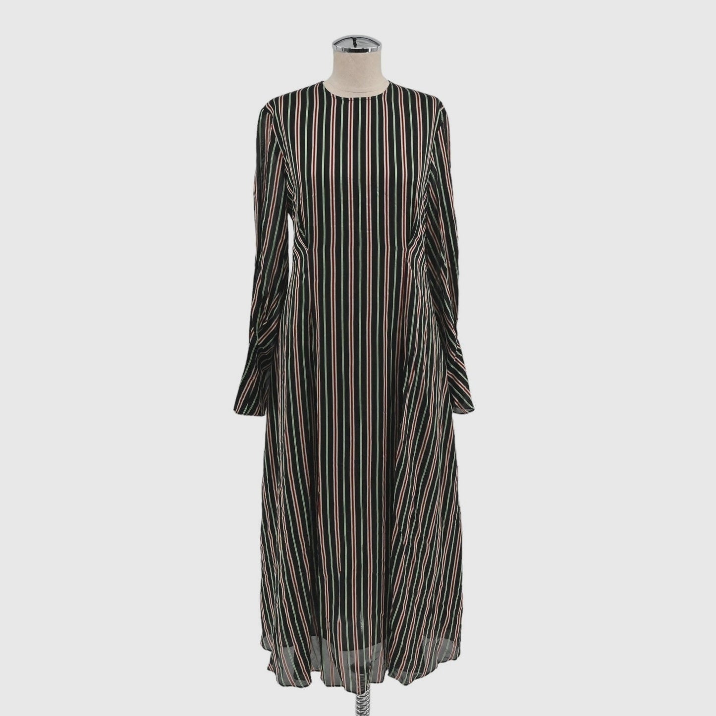 & OTHER STORIES Striped Midi Dress Size 4 Black Dark Romantic Retro Steampunk