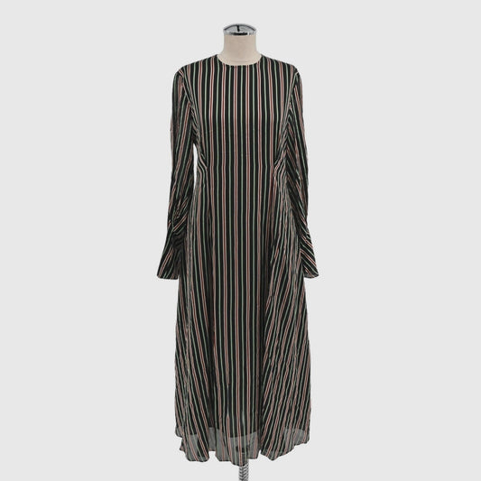 & OTHER STORIES Striped Midi Dress Size 4 Black Dark Romantic Retro Steampunk