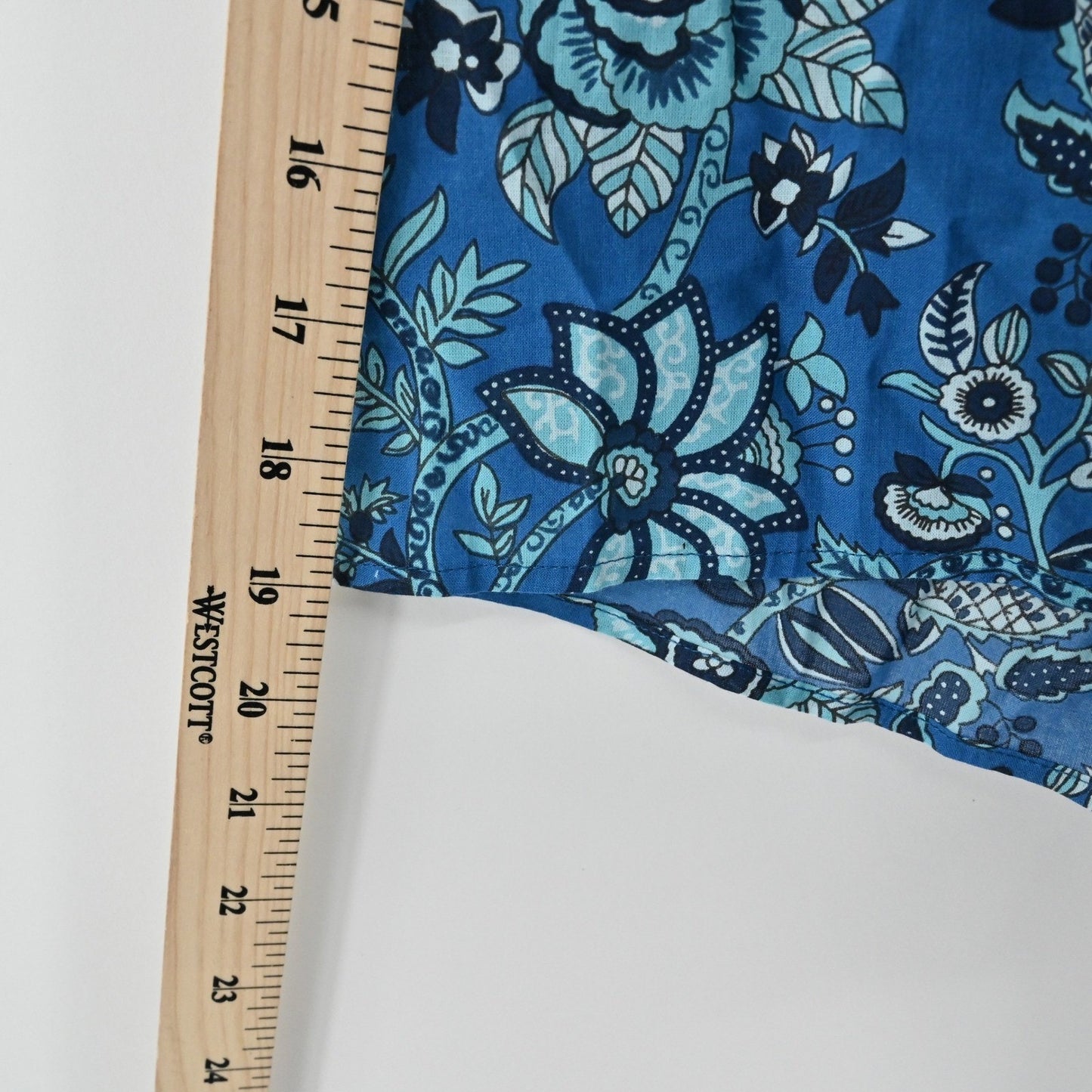 Millie Resort Travel Floral Dress Size L Blue Paisley Bohemian Cotton India Boho