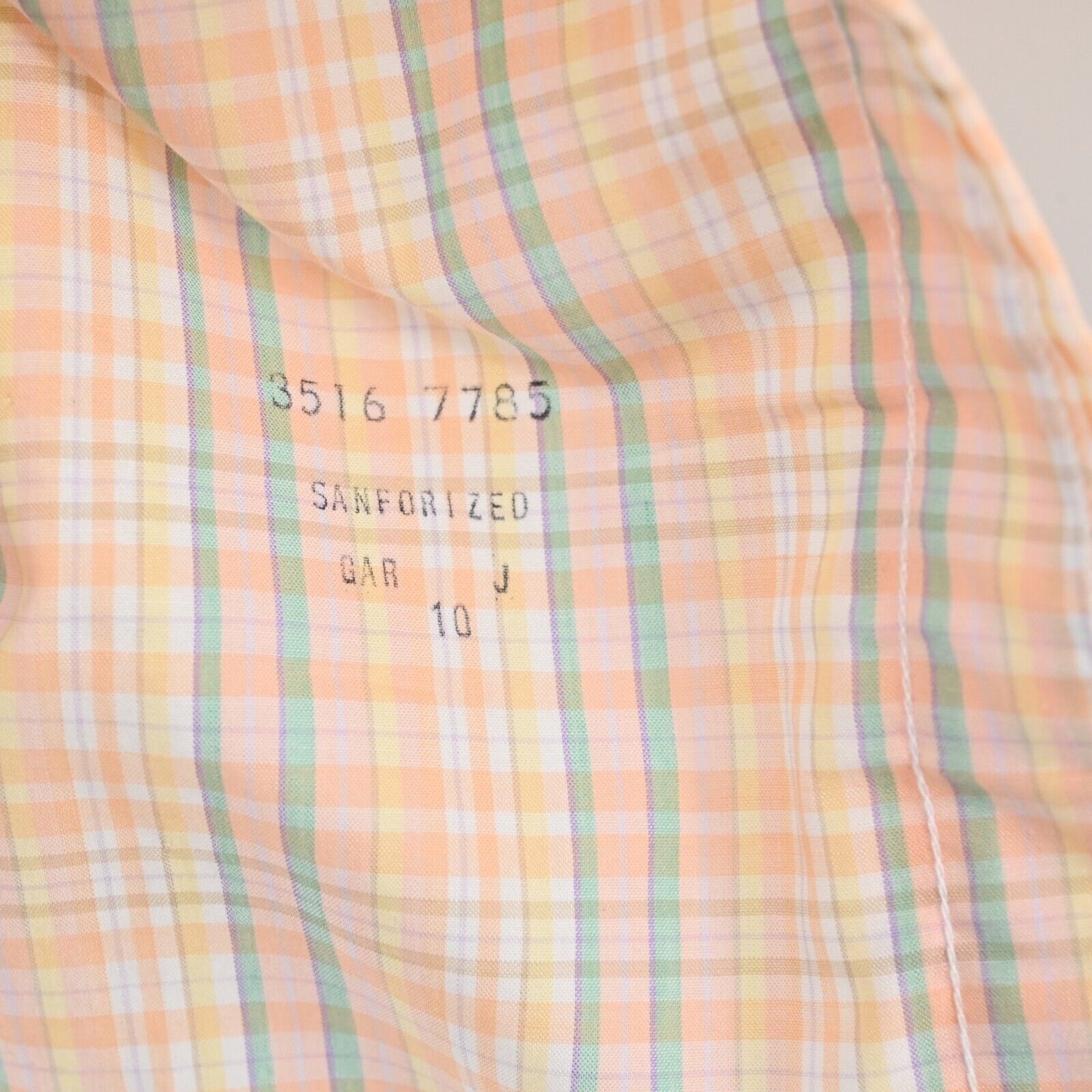 Vtg BROOKS BROTHERS Top Womens Size 10 Orange Cotton Plaid Ruffle Deadstock 70s