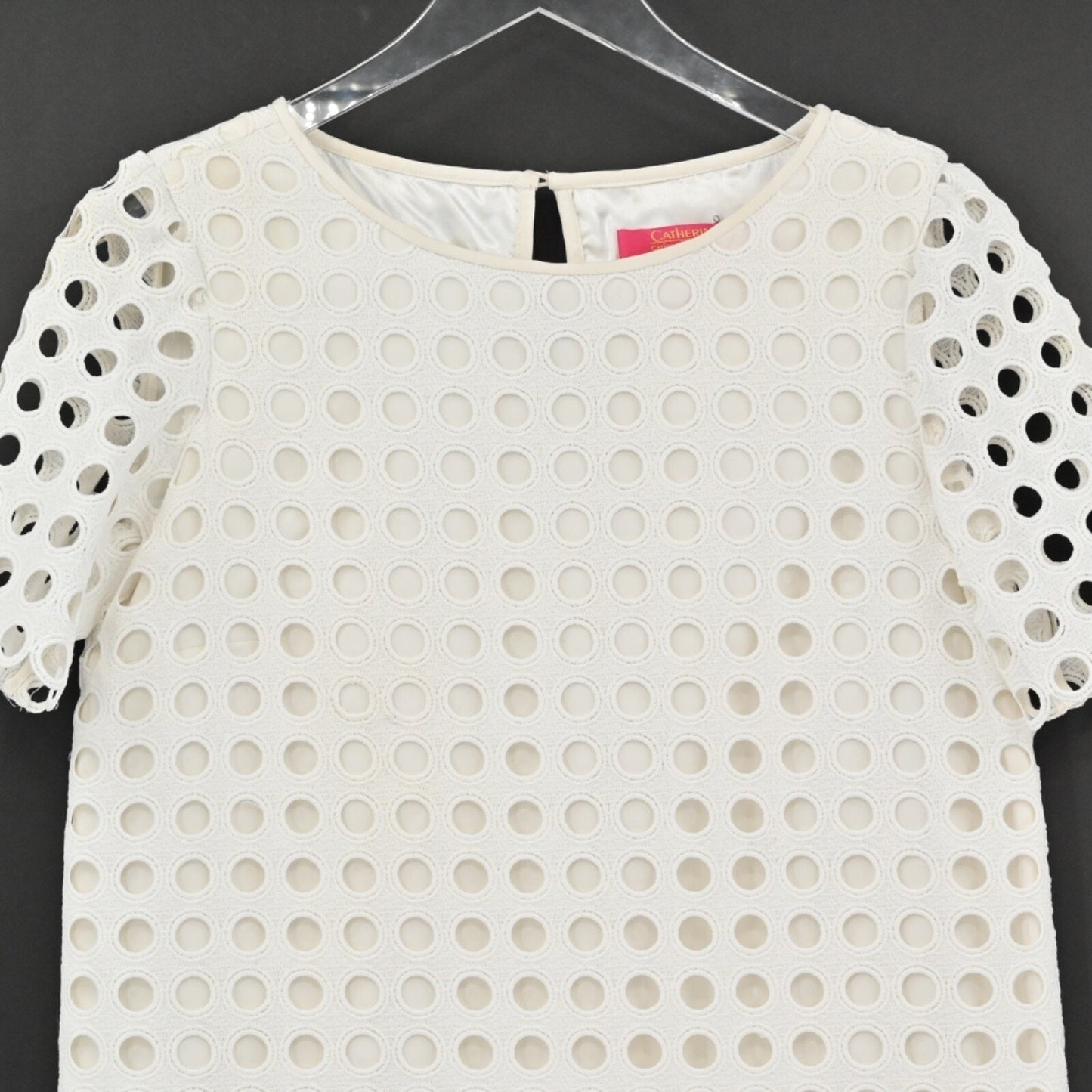 Catherine Malandrino Courtney Dress Size 0 White Eyelet Summer Shift Minimalist