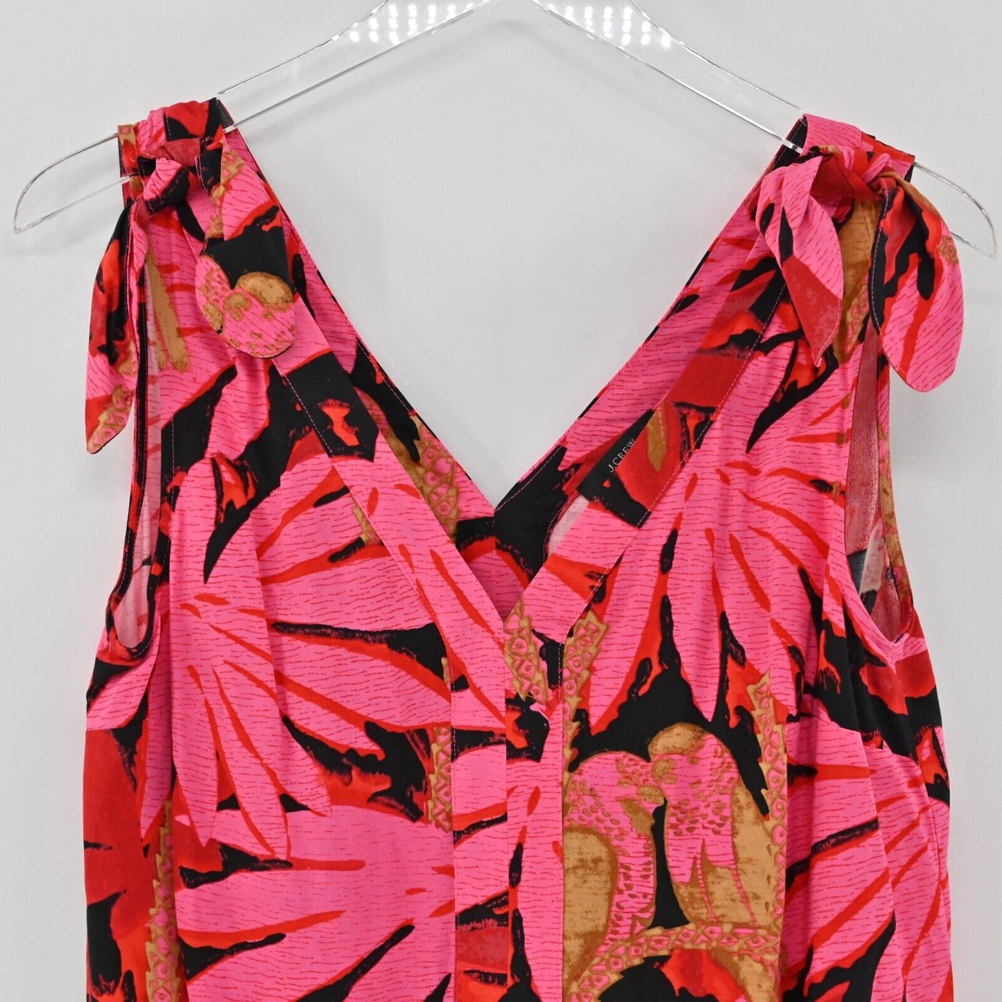 J CREW Top Womens Sz S Bruna Tie Shoulder Antigua Leaves Print VNeck Sleeveless