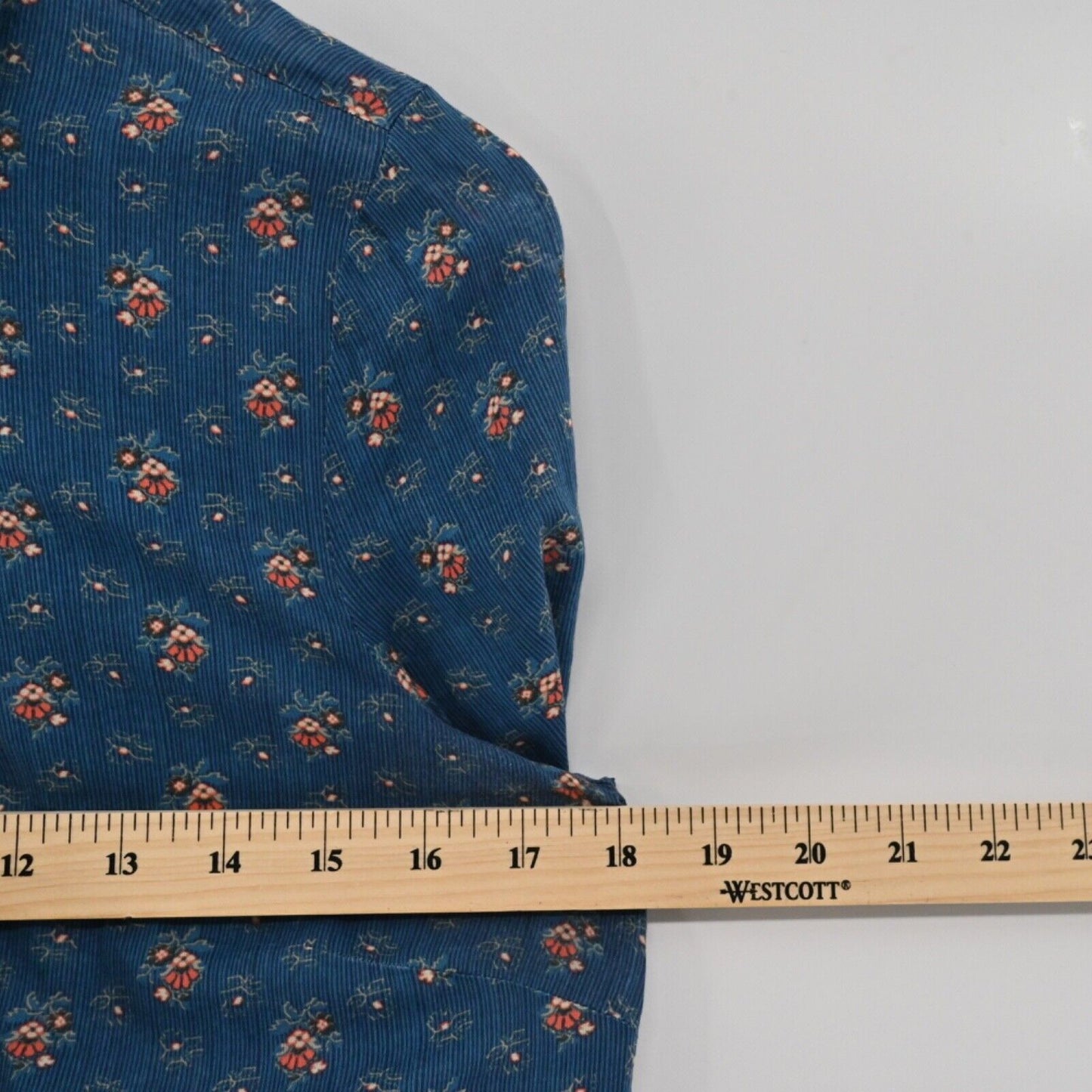 Vtg JUICY COUTURE Top Womens Size 6 Blue Floral Cotton Long Sleeve Button Up 00s