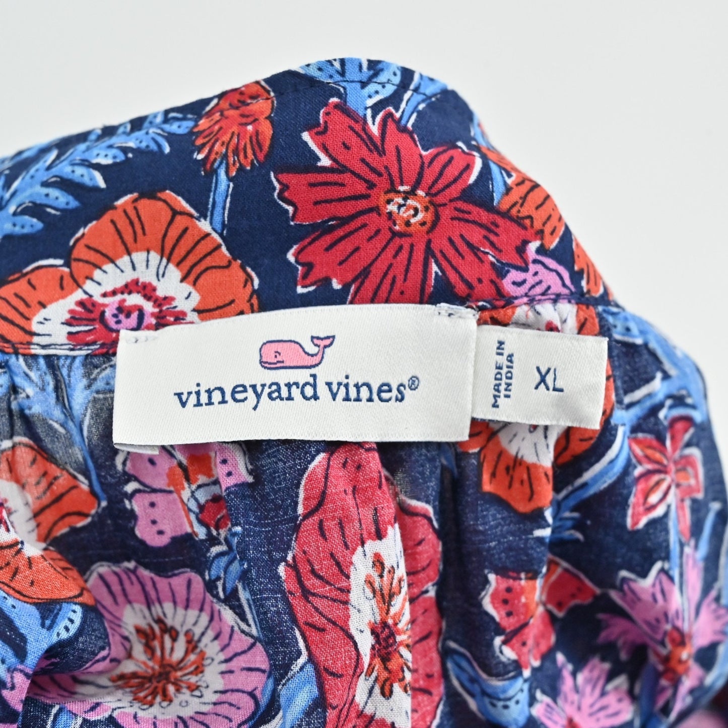 Vineyard Vines Tisbury Floral Square Neck Top Size XL Peasant Boho Cotton Blouse