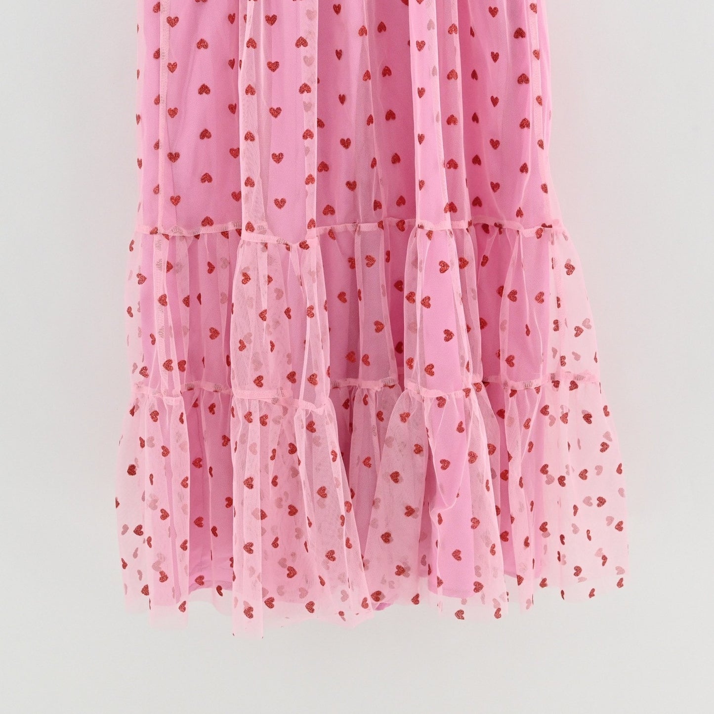 Betsey Johnson Foil Printed Tiered Sweetheart Dress Size 2 Heart Pink Romantic