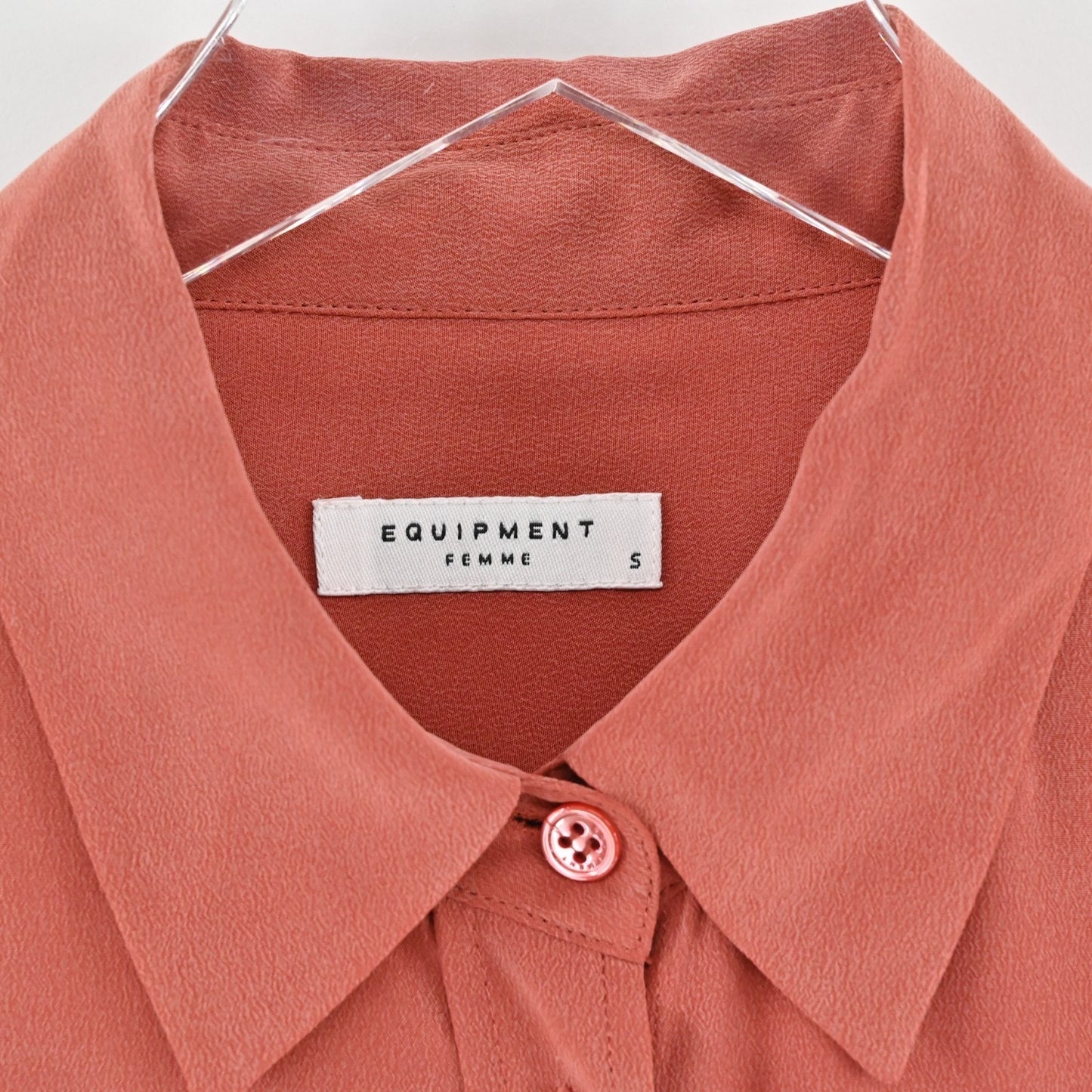 Equipment Womens Signature Silk Collar Shirt Size S Blouse Button Up Baked Clay