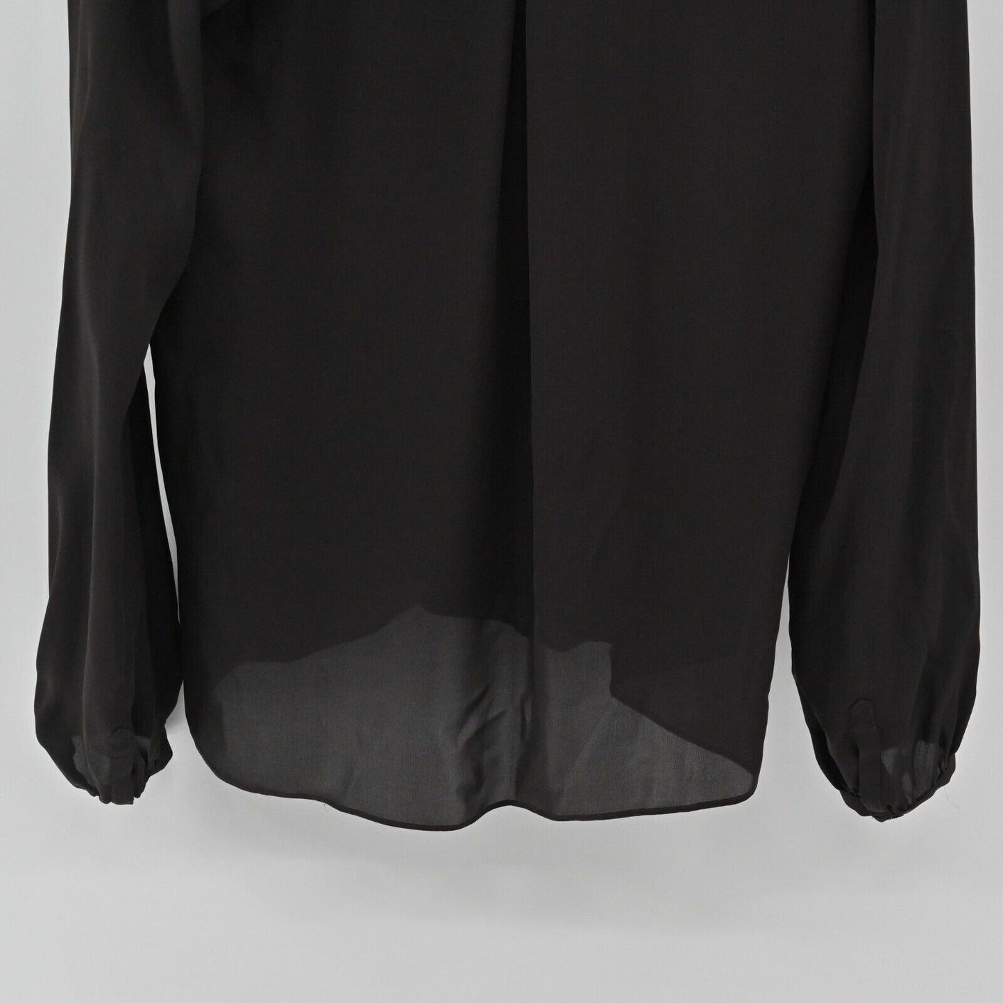 HAUTE HIPPIE Top Womens Size L Long Sleeve Silk Black Wrap Front V Neck Blouse