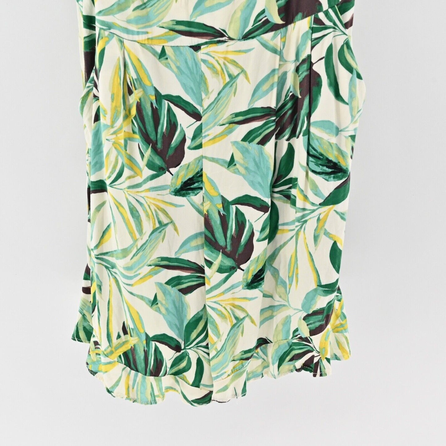 TORRID Romper Womens Size L Tropical Print Spaghetti Strap V Neck Ruffle Challis