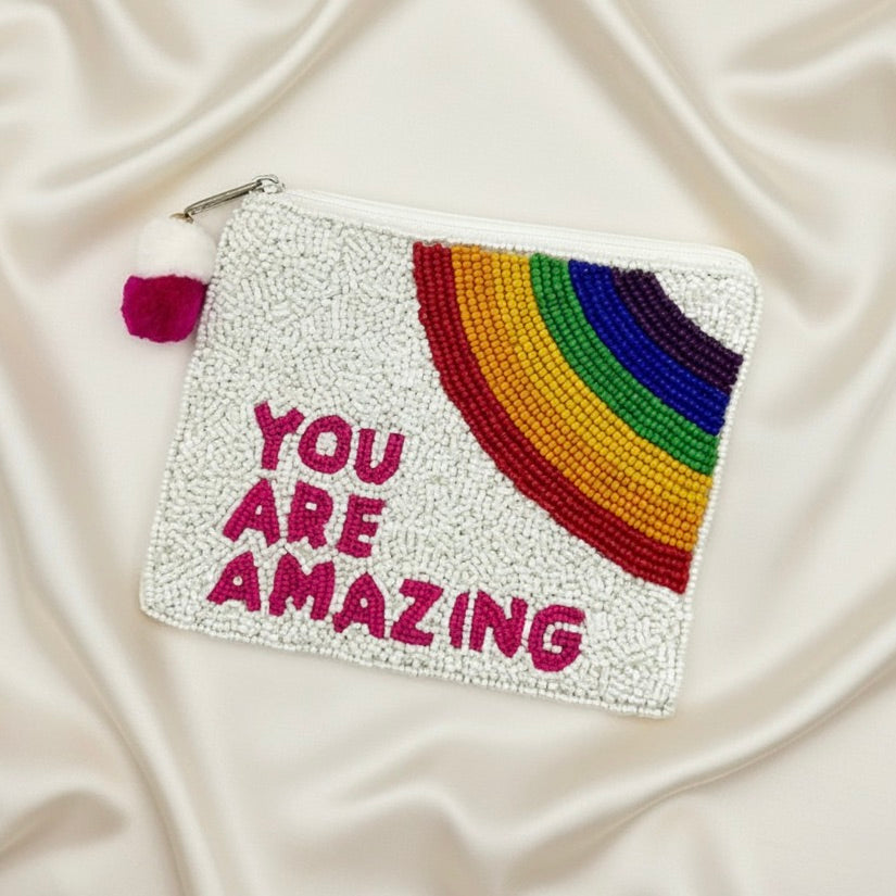 You Are Amazing Beaded Coin Pouch