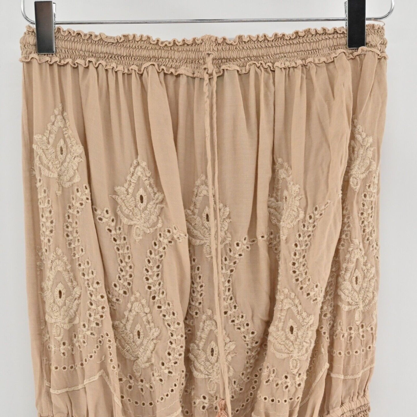 MELISSA ODABASH Dress Womens Size S Fruley Strapless Mini Tan Embroidered Boho
