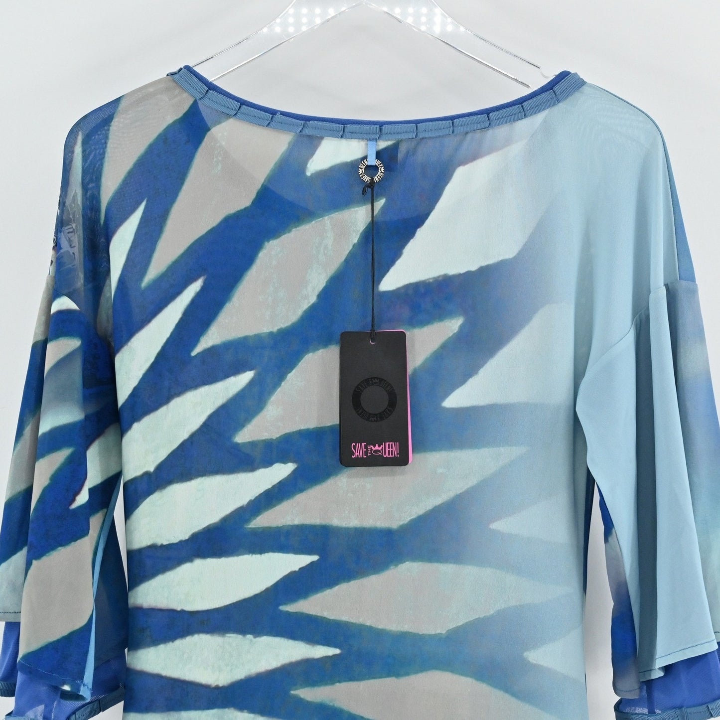 Save The Queen Dress Size M Italy Blue Artsy Eclectic Art To Wear Graphic Print