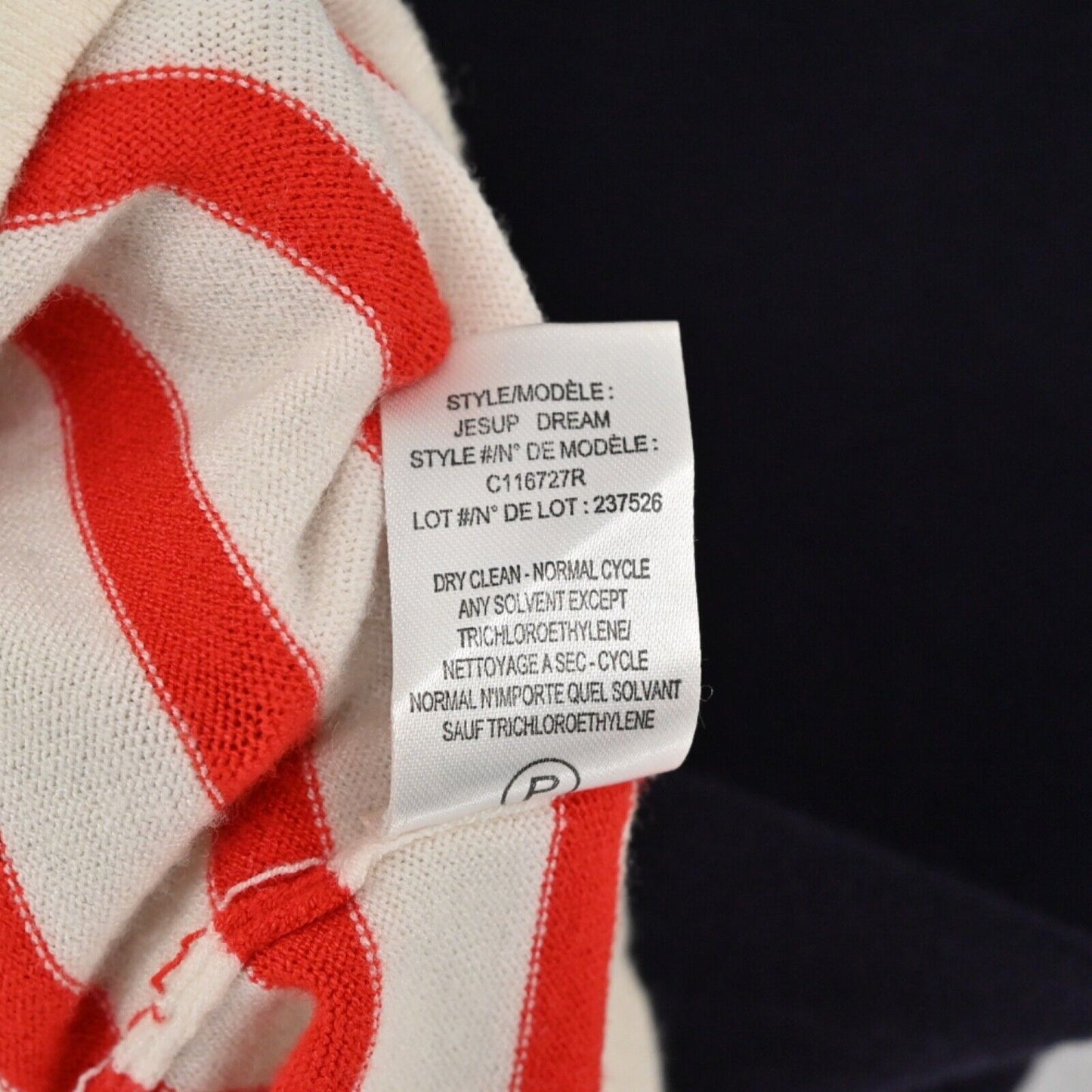 THEORY Sweater Womens Size M Navy Blue Red Stripe Jesup Dream Boat Neck Preppy