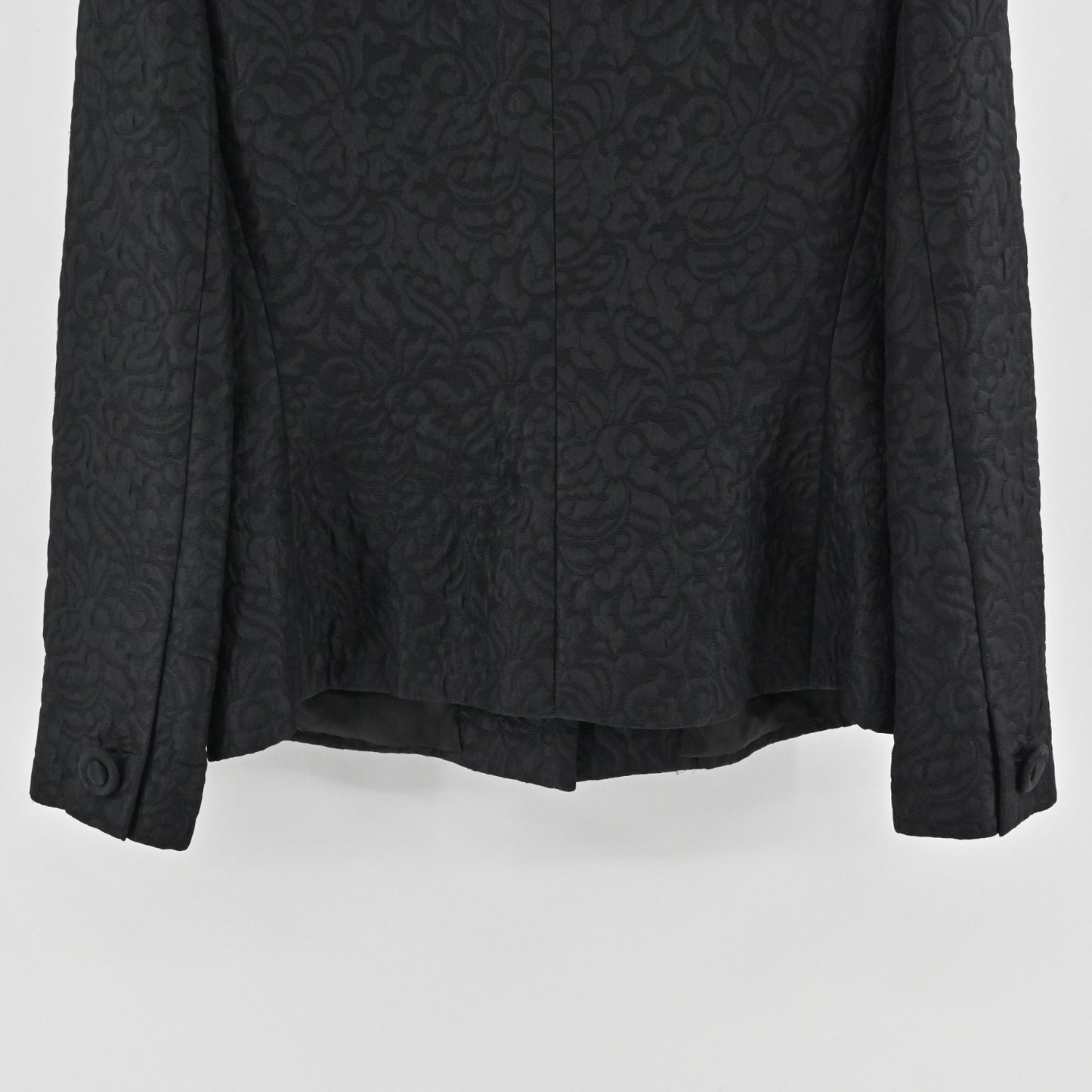 Vtg Giorgio Vannini Womens Jacquard Floral Blazer Size 44 Satin Black Jacket 80s