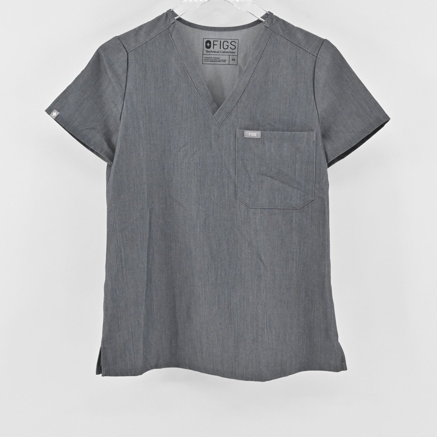 FIGS Womens Caterina Scrub Top Size XS Gray Technical Collection Stretch Pocket