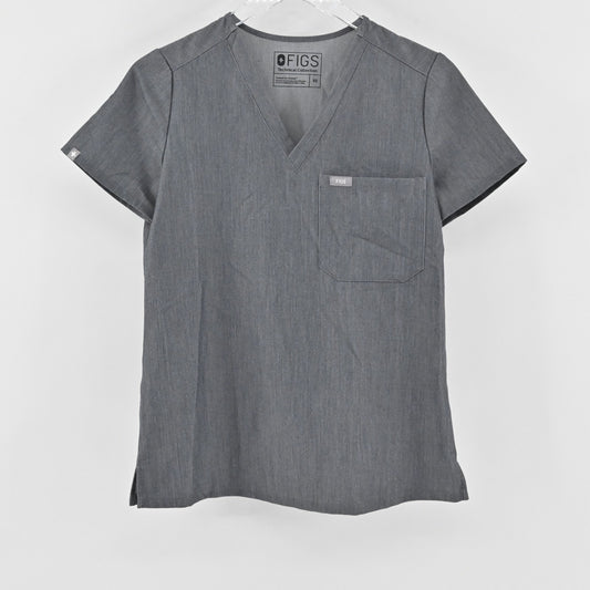 FIGS Womens Caterina Scrub Top Size XS Gray Technical Collection Stretch Pocket
