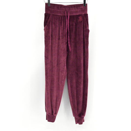 VICTORIAS SECRET Pants Womens XS Maroon Velour Quilted Joggers Loungewear Comfy