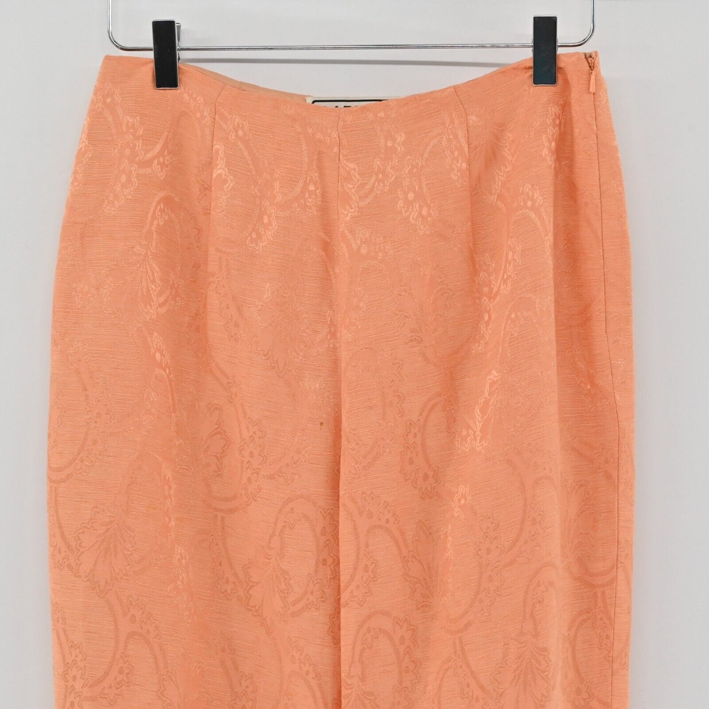 Vtg CARLISLE Set Womens Sz 4/6 Coral Beaded Square Tank Jacquard Straight Pants