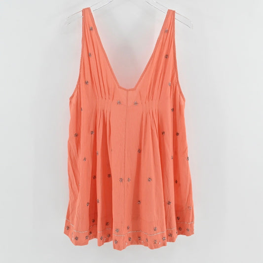 Free People Crushin On You Embellished Mini Dress Ethereal Coral Sleeveless Slip