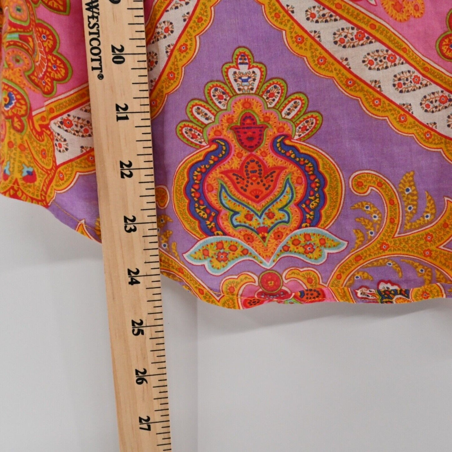 Vtg LAUREN RALPH LAUREN Top Womens Sz XS Paisley Cotton Ruffle Peasant Boho 00s