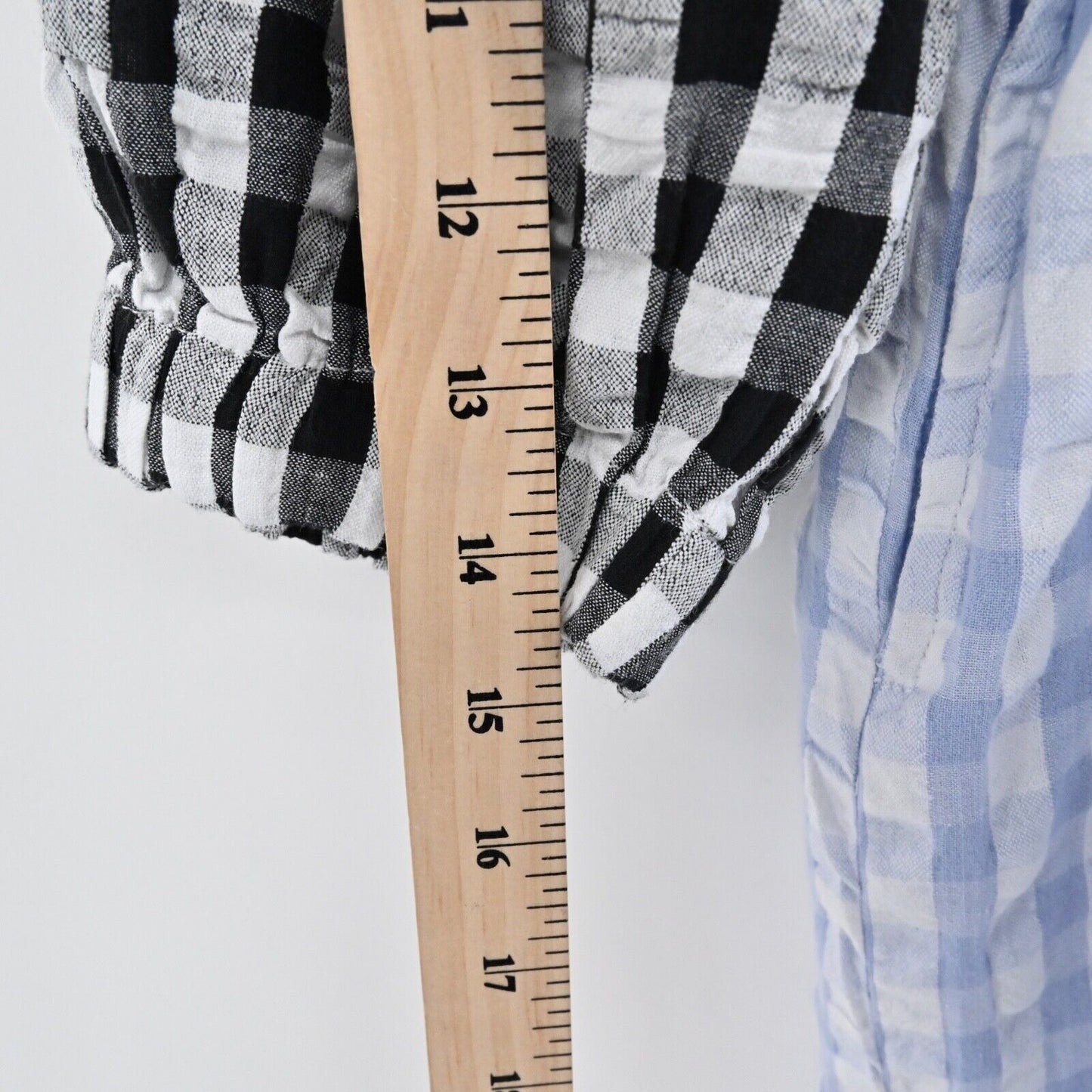 TACH Clothing Dress Sz S Catarina Babydoll Colorblock Gingham Cotton Puff Sleeve