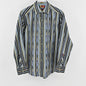 Robert Graham Mens Embroidered Stripe Collared Shirt Size L Blue Office Workwear