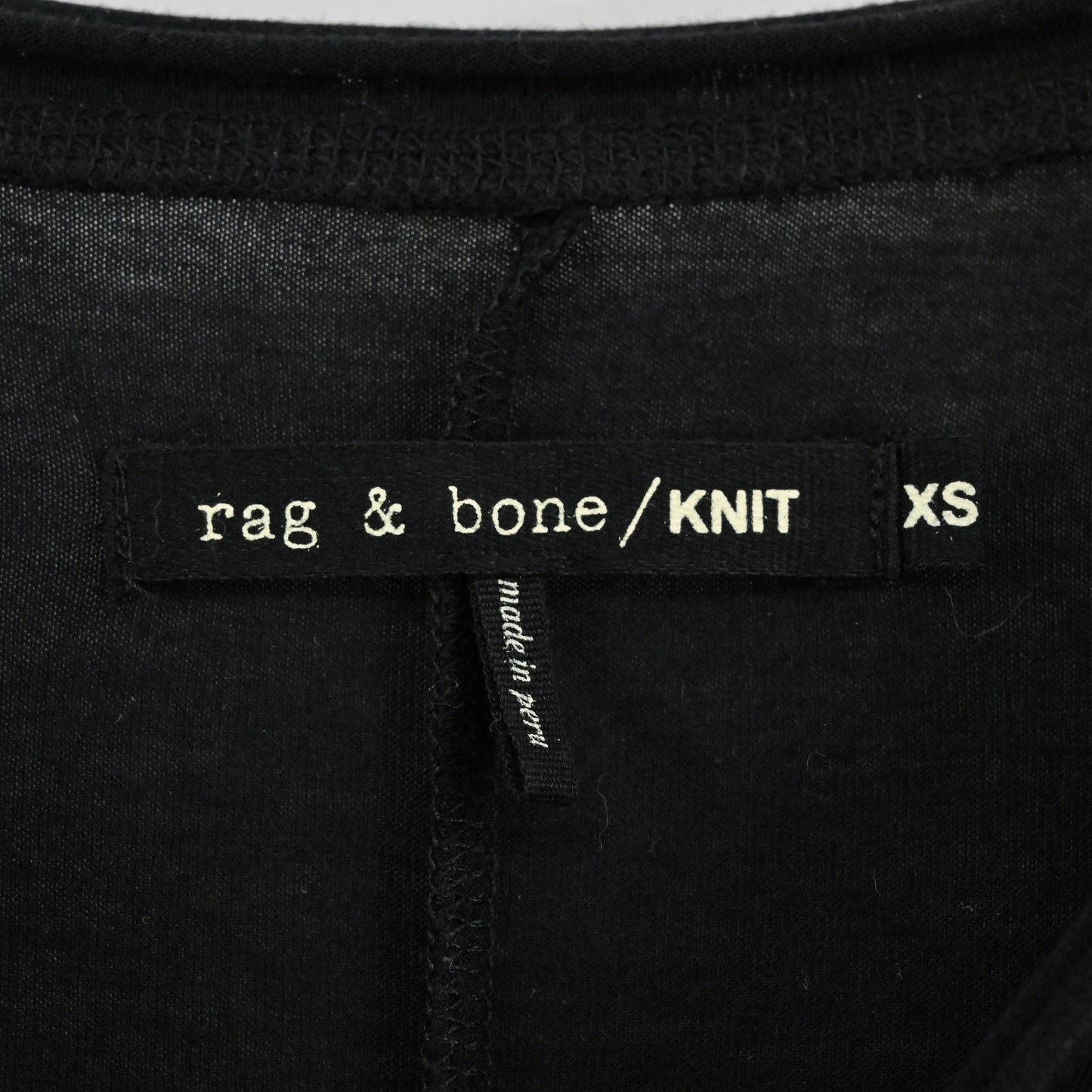 Rag & Bone Knit Dress Size XS Black Ruched Long Sleeve Bodycon Romantic Goth