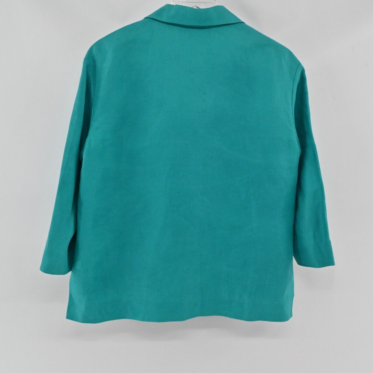 LAFAYETTE 148 Blazer Womens Size S Solid Teal Linen Button Front Pocket Collar