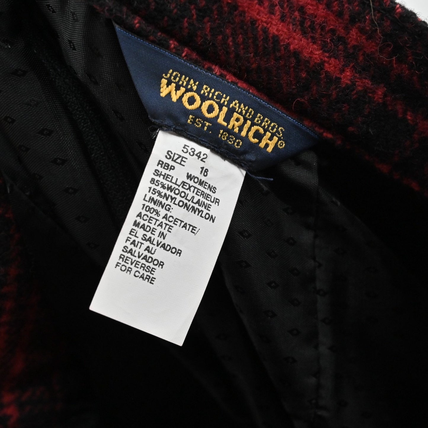 VTG Woolrich Womens Wool Plaid Skirt 16 Midi Red Black Fringe Deadstock Holiday