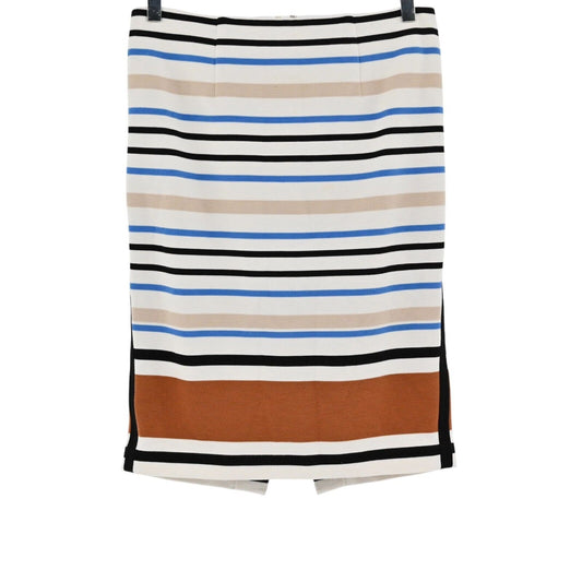 WHBM Skirt Womens Sz 2 Ponte Multi Stripe Pencil Knee Length Corpcore Office