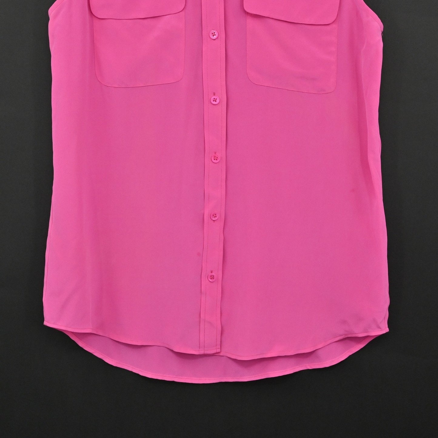 Equipment Womens Pink Silk Sleeveless Top Size S Bright Button Dopamine Elegant