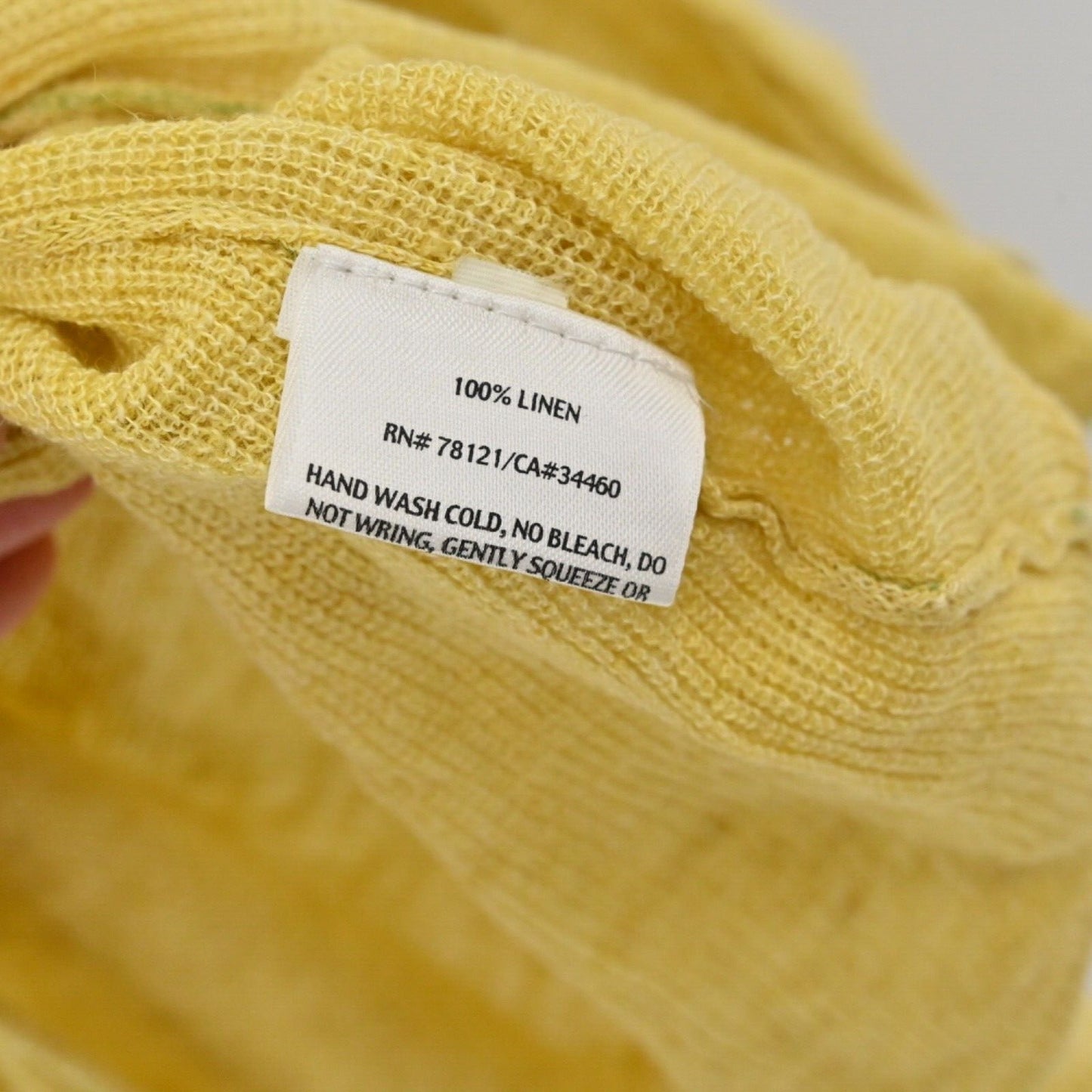 EILEEN FISHER Top Womens Sz L Yellow 100% Linen Knit Long Sleeve Button Up Boho