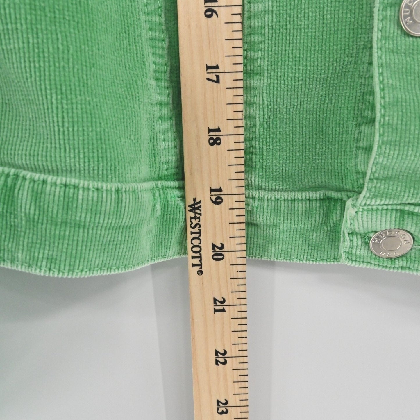 Vtg HUDSON Womens Trucker Jacket Size S Green Corduroy Distressed Made in USA