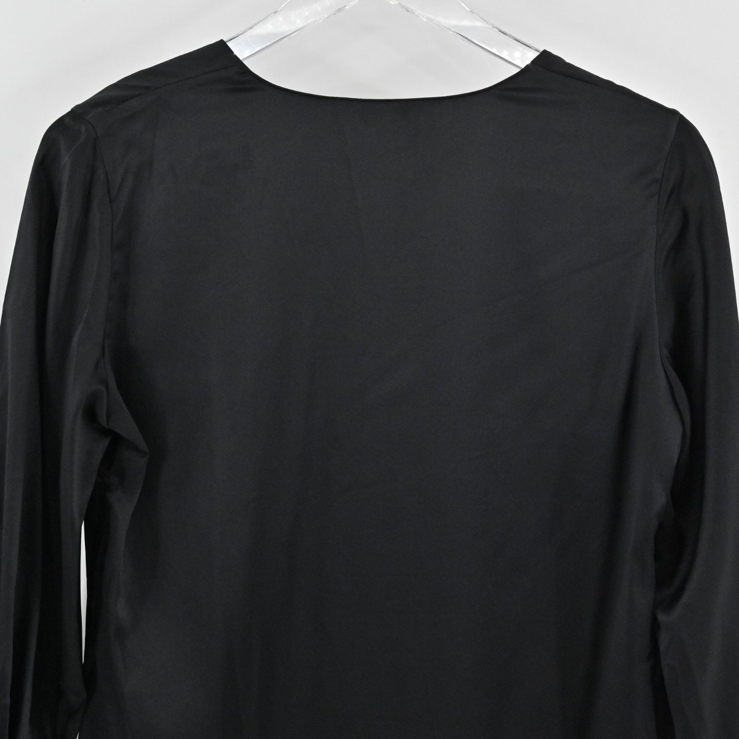 Theory Womens Stretch Satin Volume Sleeve Top Size S Black Silk Minimalist Glam