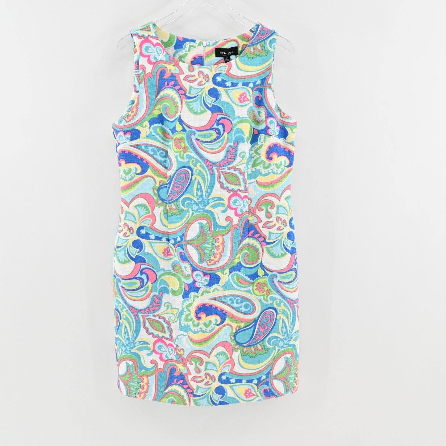 RN Studio Shift Dress Size 14 Ronni Nicole Colorful Paisley Print Sleeveless