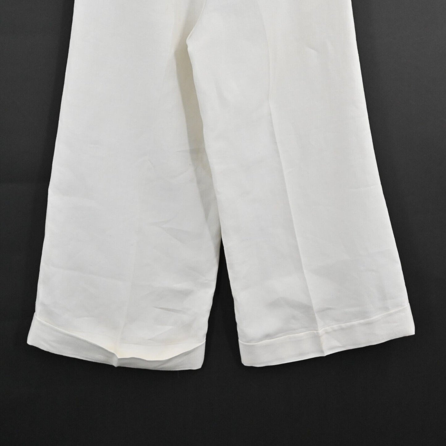 RALPH LAUREN Black Label Pants Womens Sz 6 White Linen Blend Cropped Wide Leg