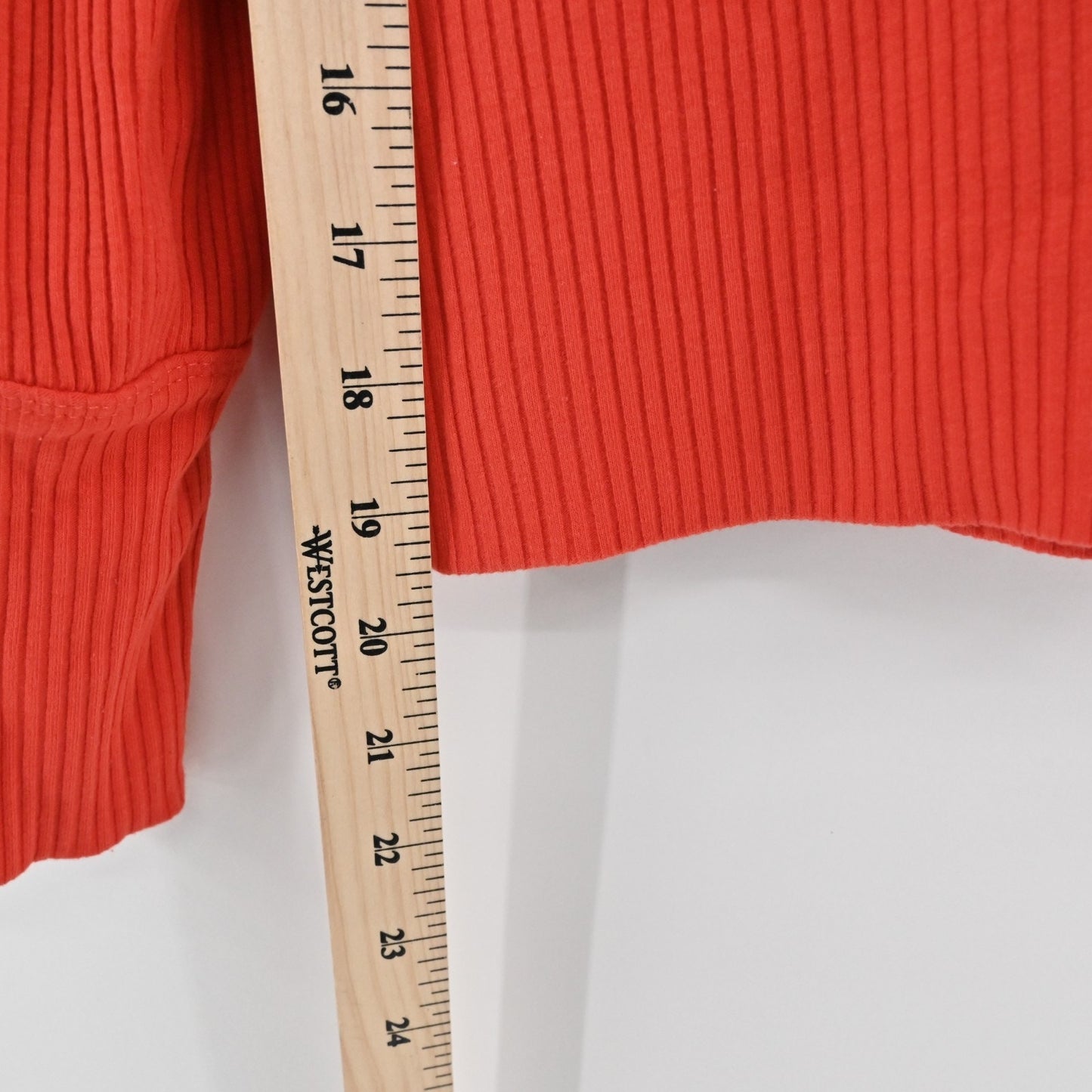 Free People Lala Cropped Top Size L Red Ribbed Puff Sleeve Mock Neck Vibrant