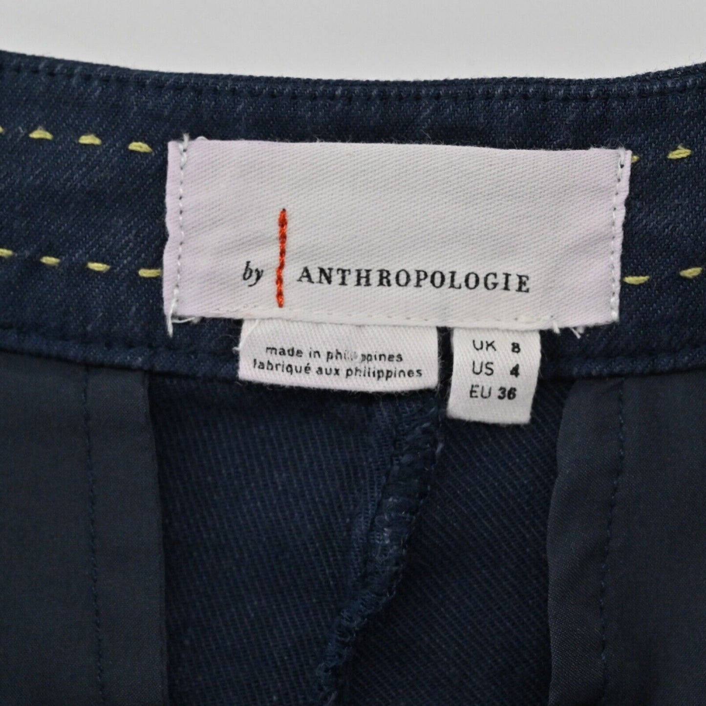 ANTHROPOLOGIE Pants Womens Size 4 Navy Blue Linen Blend High Rise Flare Wide Leg