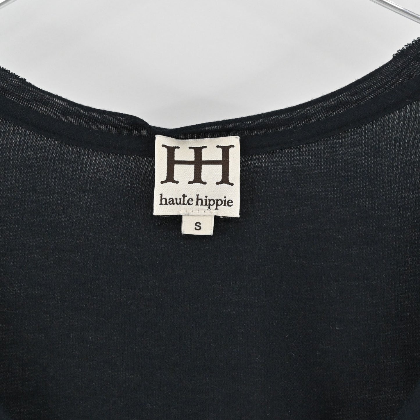 Haute Hippie Womens Black Scoop Neck Modal Top Size S Gromet Detail Casual Shirt