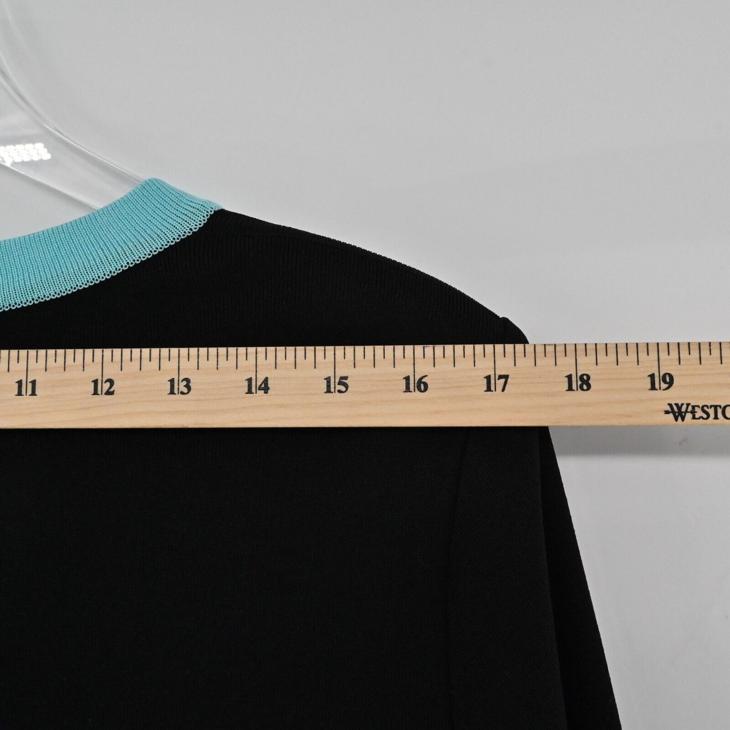 MISOOK Sweater Womens Size M Exclusively Knit Black Cardigan Blue Capsule Retro