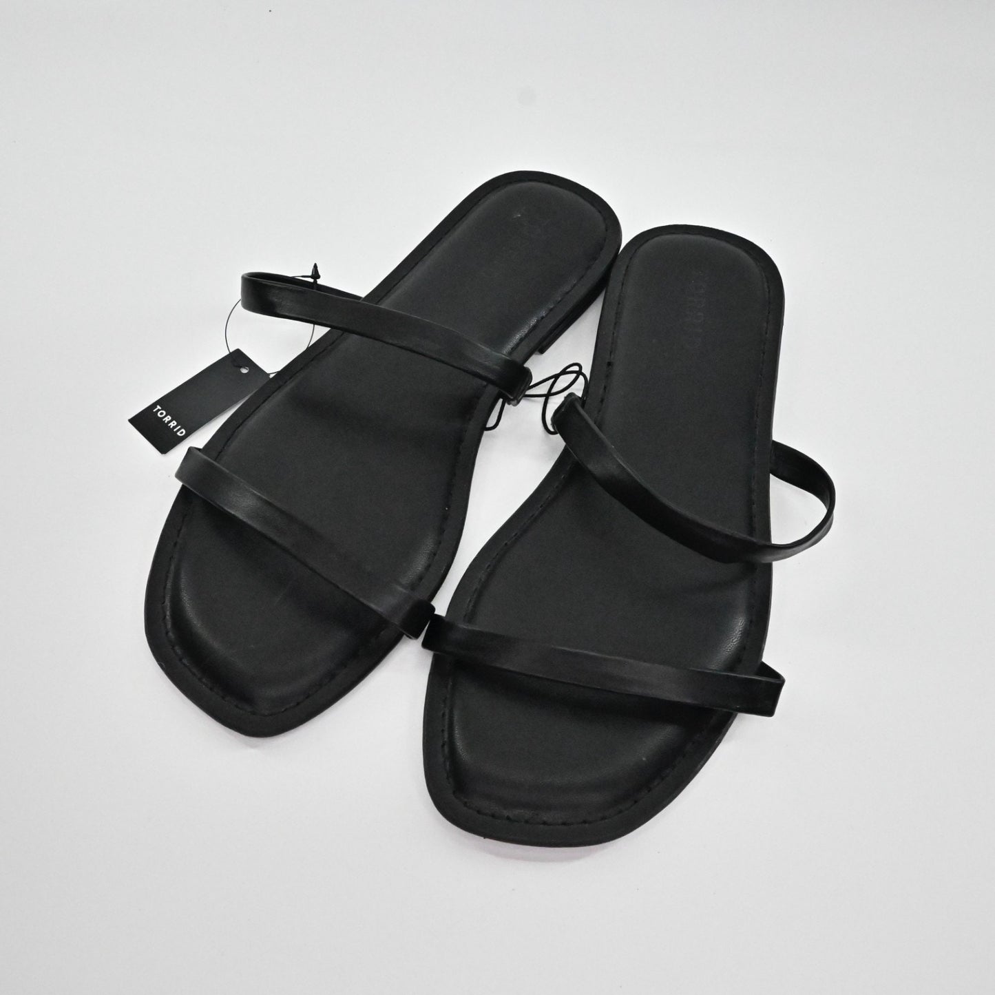 Torrid Womens Thin Double Band Slide Black Sandals Size 9WW NEW Slip On Open Toe