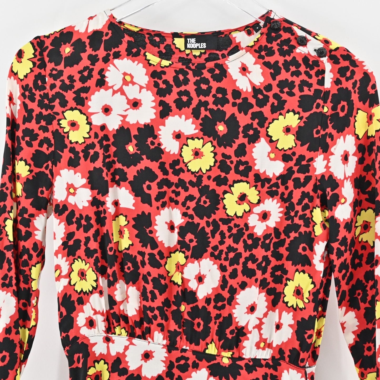 THE KOOPLES Wild Blossom Dress Size XS Floral Print Red Black Mini Maximalist