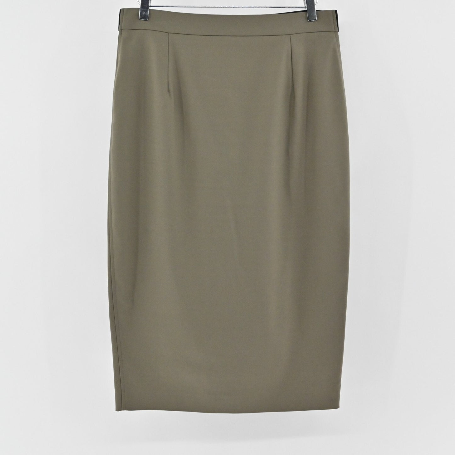 LES COPAINS Green Skirt Size 48 Olive Cotton Stretch Knee Length Pencil Luxury