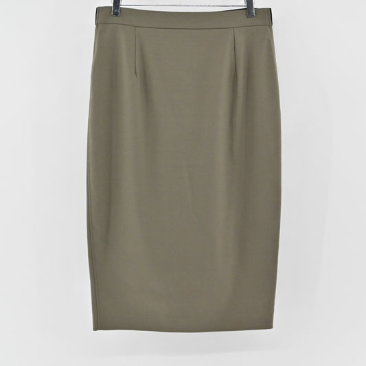 LES COPAINS Green Skirt Size 48 Olive Cotton Stretch Knee Length Pencil Luxury