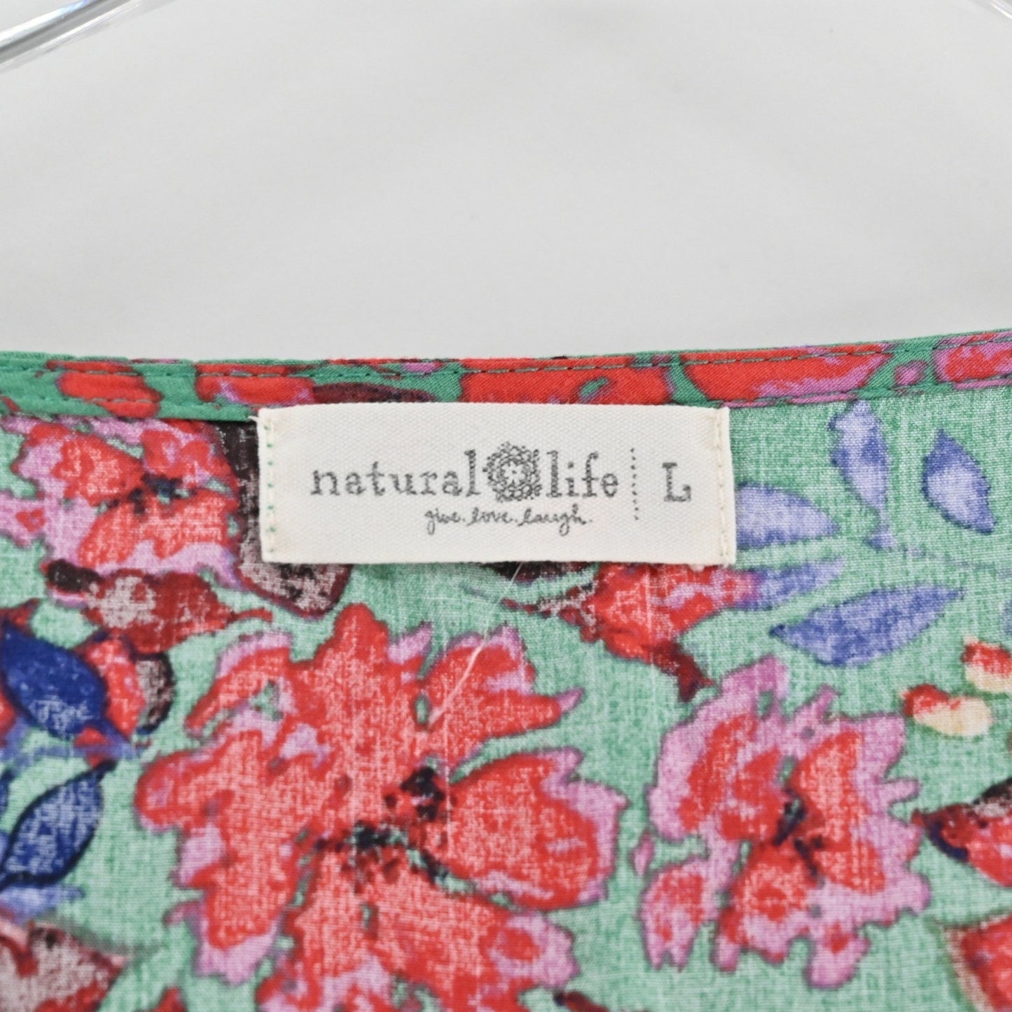 Natural Life Floral Shift Dress Size L Bohemian Hippie Whimsical V Neck Garden