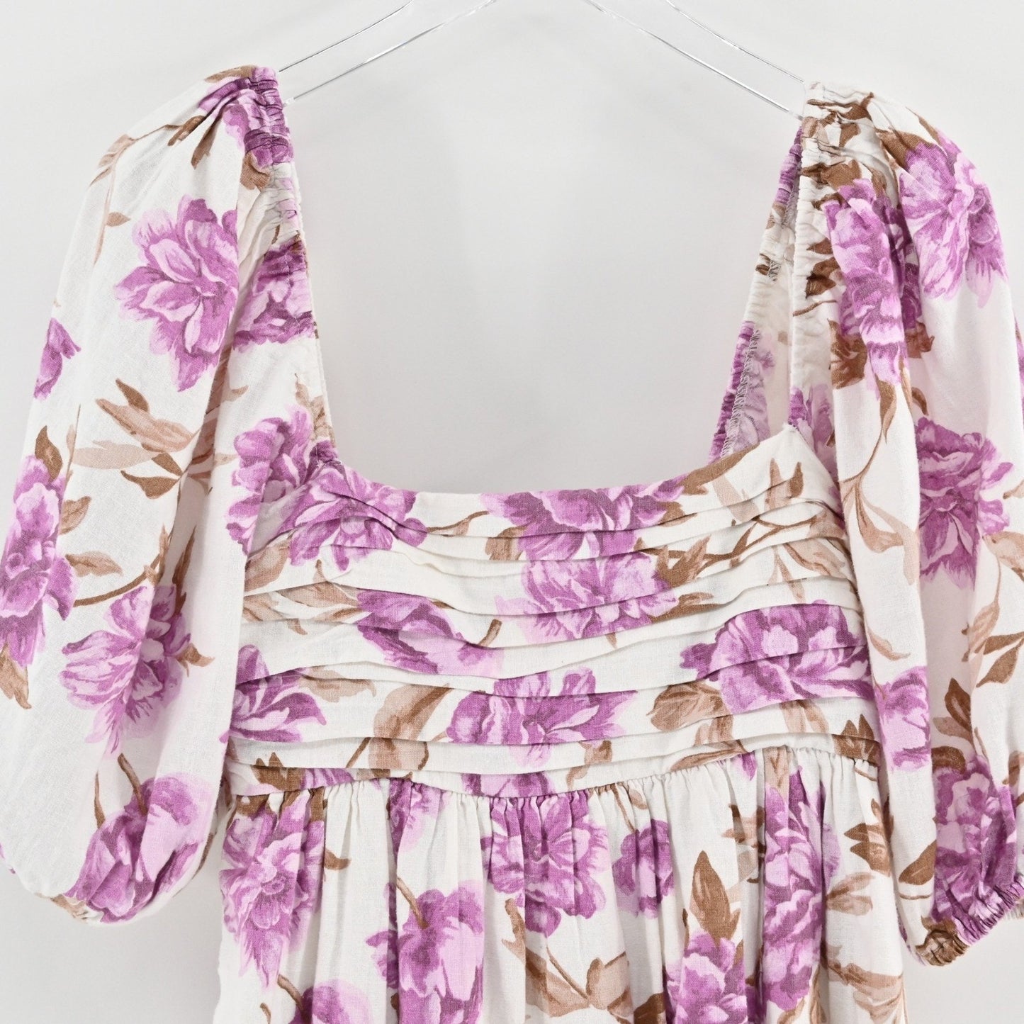 Abercrombie Fitch Emerson Floral Dress Size S Puff Sleeve Square Neck Romantic