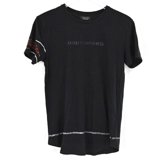 ZARA MAN Graphic Tee Mens Size S Black Ramble Disorder Mess Streetwear Punkcore