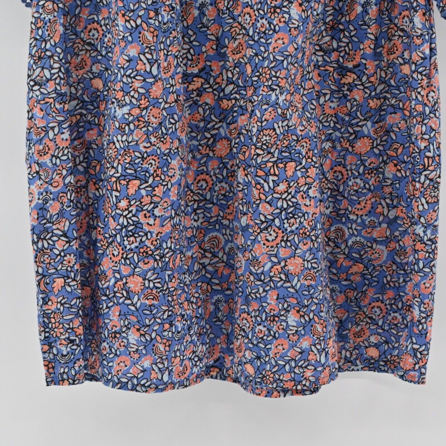 GEN HAPPY Energy Blouse Womens Size S Blue Floral 100% Cotton Embroidered Boho