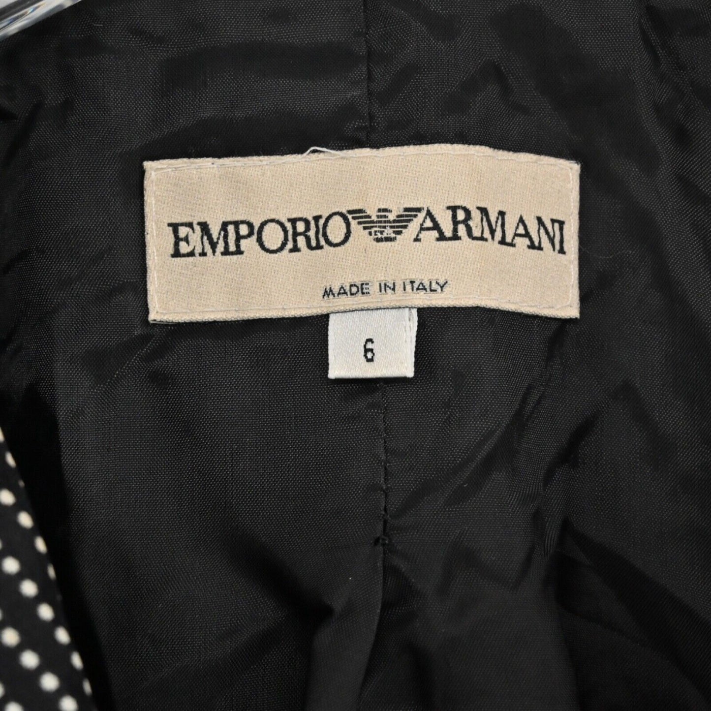 Vtg EMPORIO ARMANI Blazer Womens Size 6 Black Polka Dot 3/4 Sleeve Career 80s