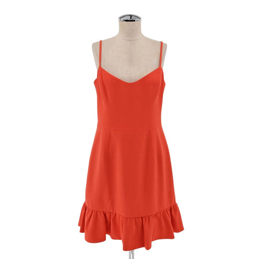 DRESS THE POPULATION Dress Sz L Mira Sleeveless Ruffle Hem Mini Poppy Stretch